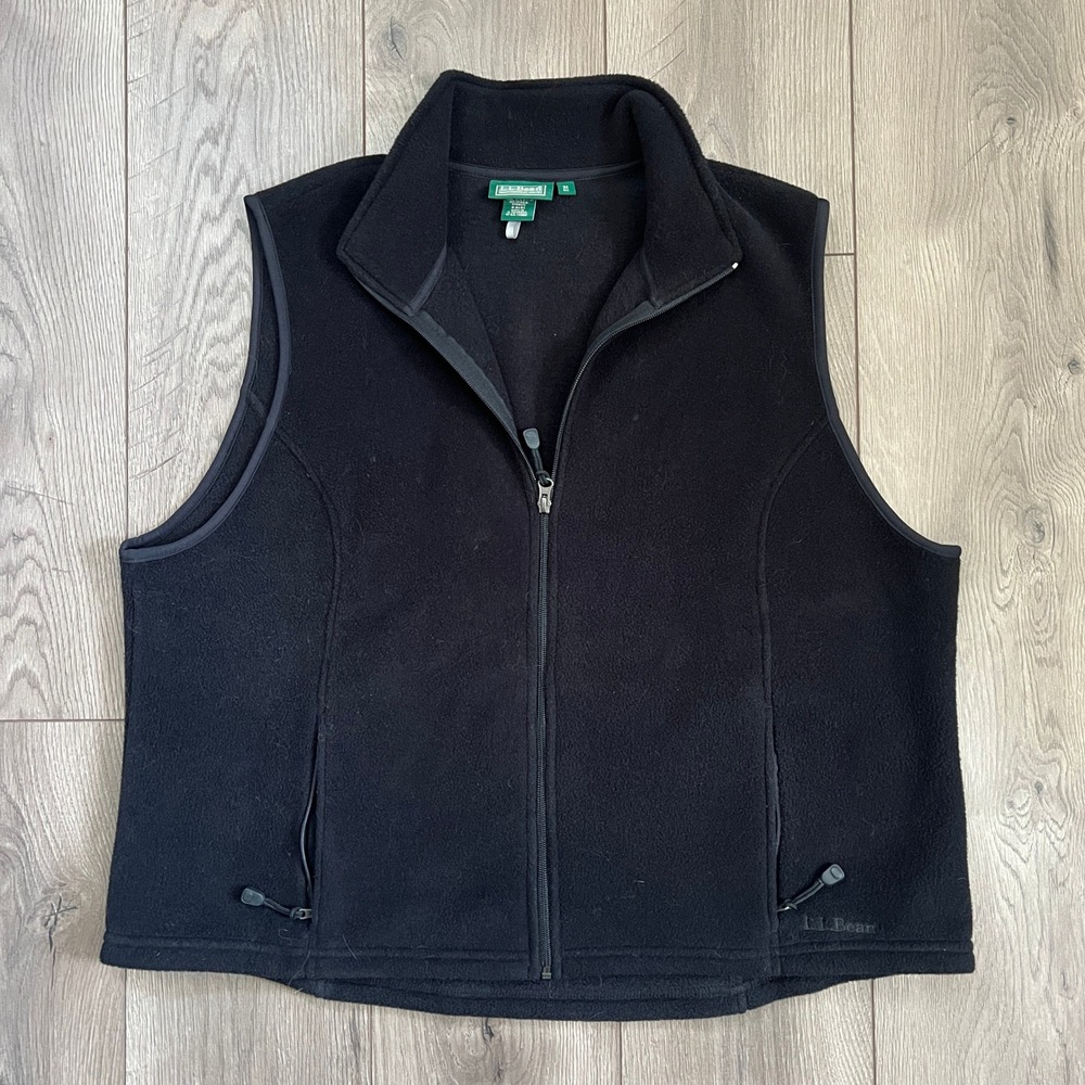 LL Bean Womens 3X Regular Black Fleece Full‎ Zip Up